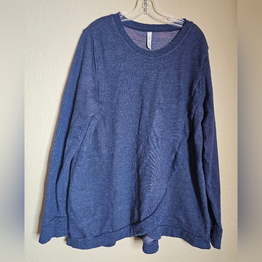 LATCHED MAMA Long Sleeve Boho‎ Performance Nursing Tee Size 3X - Navy Blue